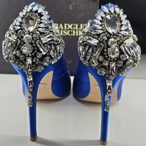 Badgley Mischka Royal Blue, Satin, Crystal Embellished, Stiletto Pumps